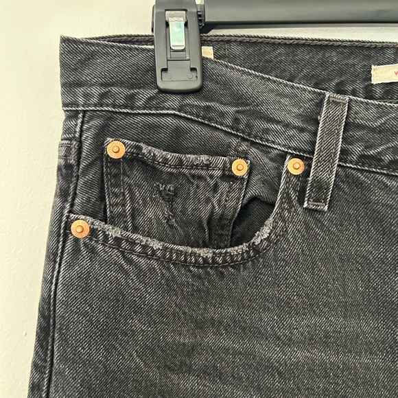 Women Levi’s Wedgie Straight Black Jeans with Ripped Detail - Picture 5 of 13